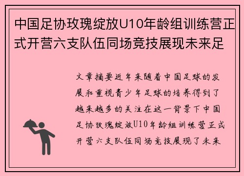 中国足协玫瑰绽放U10年龄组训练营正式开营六支队伍同场竞技展现未来足球希望